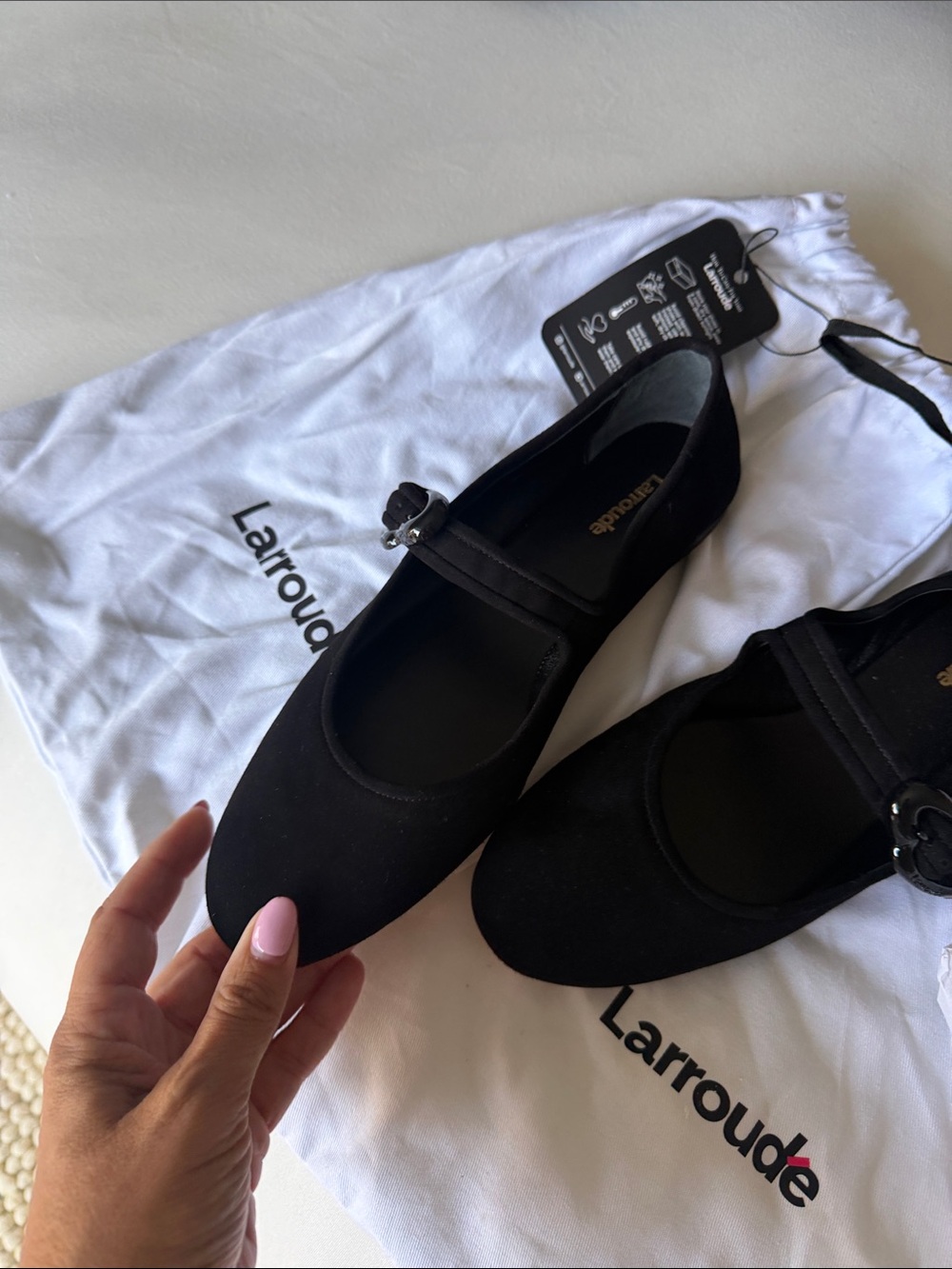 Larroude Black Mary Jane Ballet Flats with Buckle - Picture 3 of 10